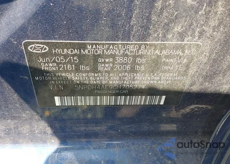 2016 Hyundai Elantra Se from USA, damaged, VIN 5NPDH4AE9GH705274